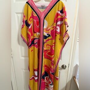 Paparazzi Women's kaftan Floral Embroidered Artsy Dress Bohemian Boho V Neck